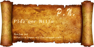 Pláger Nilla névjegykártya